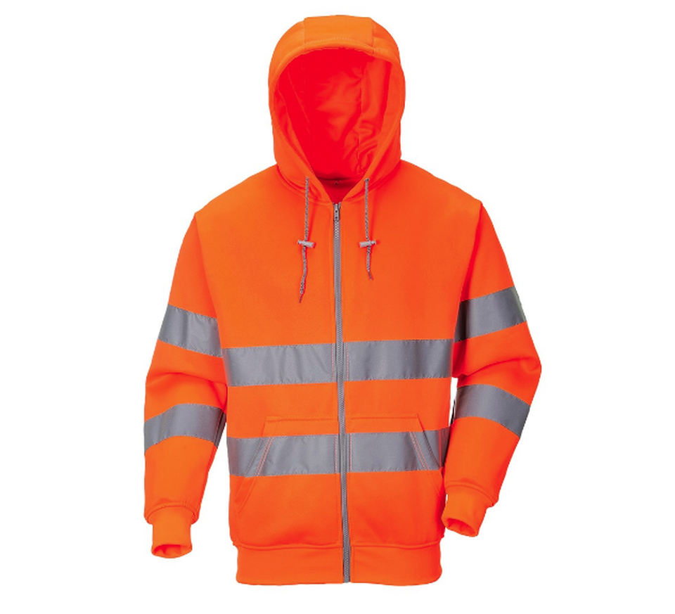 Hi-Vis Zip Hoodie with Ribbed Cuffs