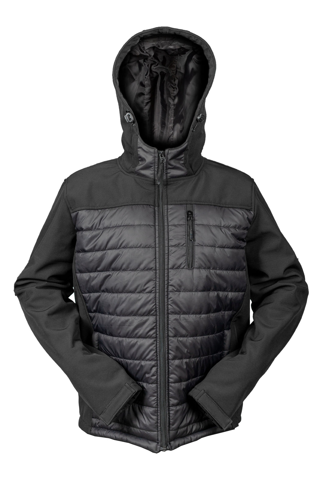 Hybrid Quilted Softshell Jacket with Hood (Black / Black)